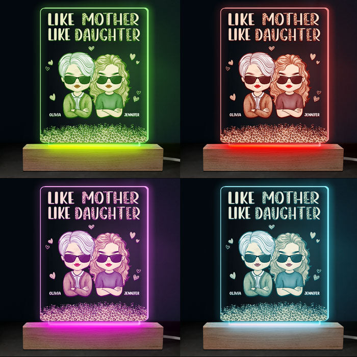 Wow, Like Mother Like Daughters - Family Personalized Custom Rectangle Shaped 3D LED Light - Mother's Day, Birthday Gift For Mom