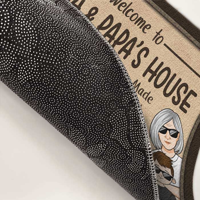 Welcome To Nana & Papa's House - Family Personalized Custom Decorative Mat - Gift For Family Members