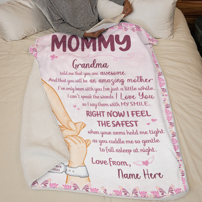 You Are Awesome Mommy - Family Personalized Custom Baby Blanket - Baby Shower Gift, Gift For First Mom