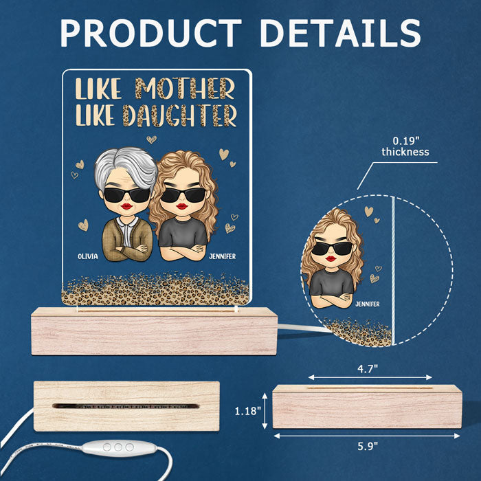Wow, Like Mother Like Daughters - Family Personalized Custom Rectangle Shaped 3D LED Light - Mother's Day, Birthday Gift For Mom