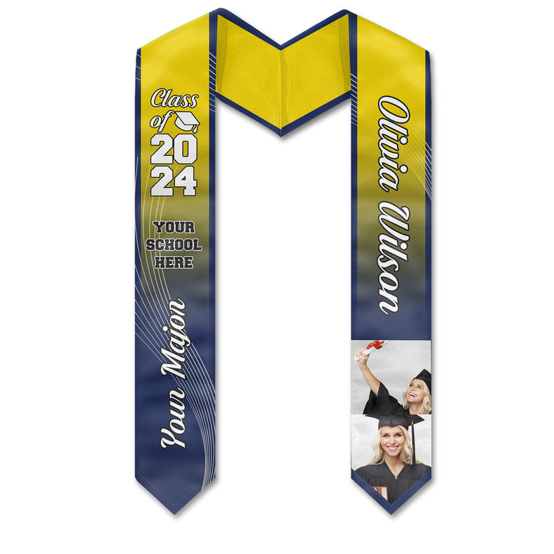 Proud Graduate Of The Class Of 2024 - Personalized Custom Graduation Stole - Upload Image, Graduation Gift