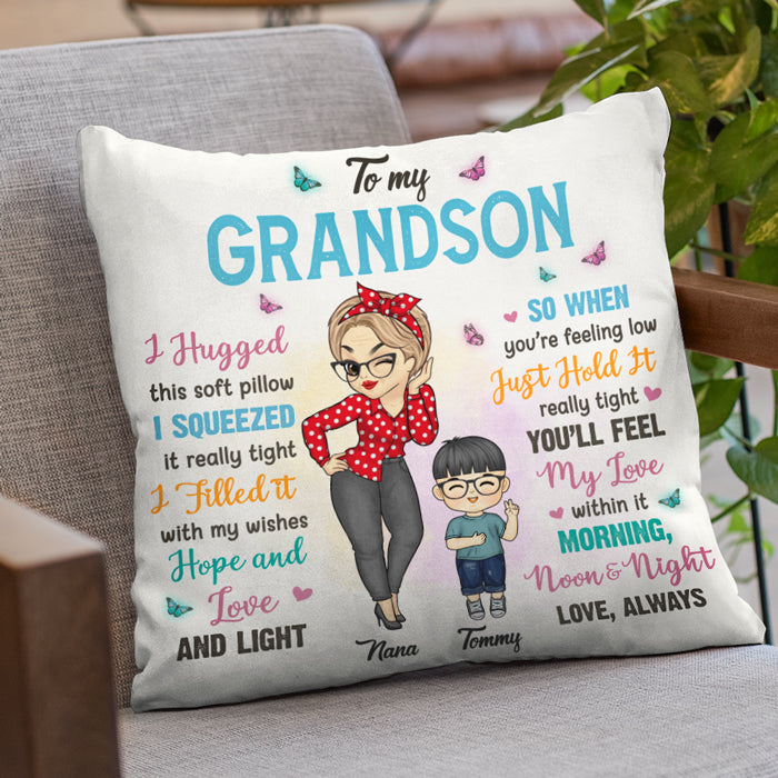 When You Feel Low, Just Hold It Really Tight - Family Personalized Custom Pillow - Gift For Grandchildren
