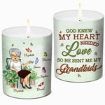 God Sent Me My Grandkids - Family Personalized Custom Smokeless Scented Candle - Mother's Day, Birthday Gift For Grandma