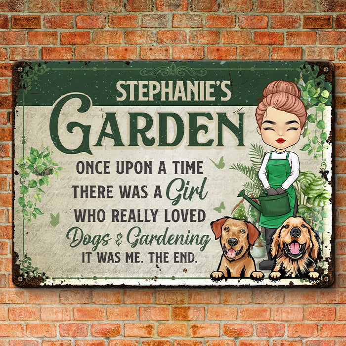 A Girl Who Really Loved Dogs & Gardening - Garden Personalized Custom Home Decor Metal Sign - House Warming Gift For Gardening Lovers