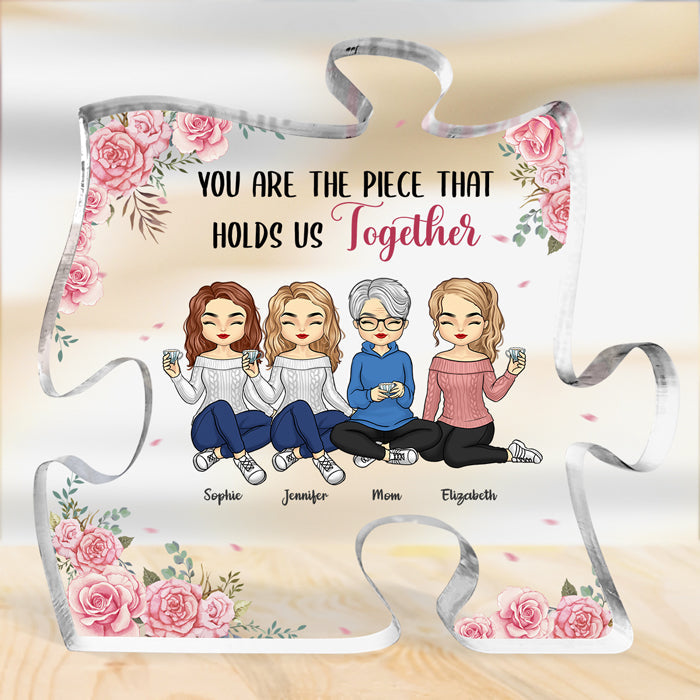 The Love Between Us Is Forever - Family Personalized Custom Puzzle Shaped Acrylic Plaque - Mother's Day, Birthday Gift For Mom From Daughter