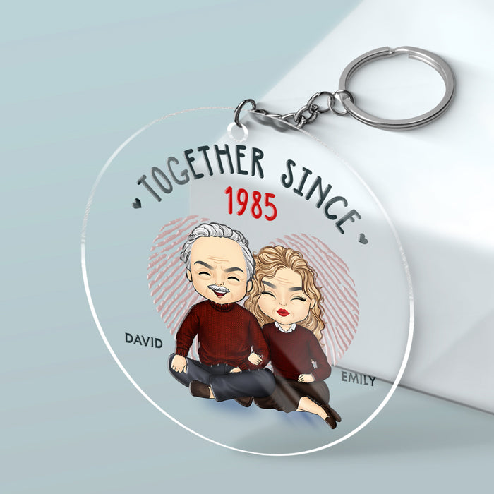 We've Been Together Since - Couple Personalized Custom Round Shaped Acrylic Keychain - Gift For Husband Wife, Anniversary