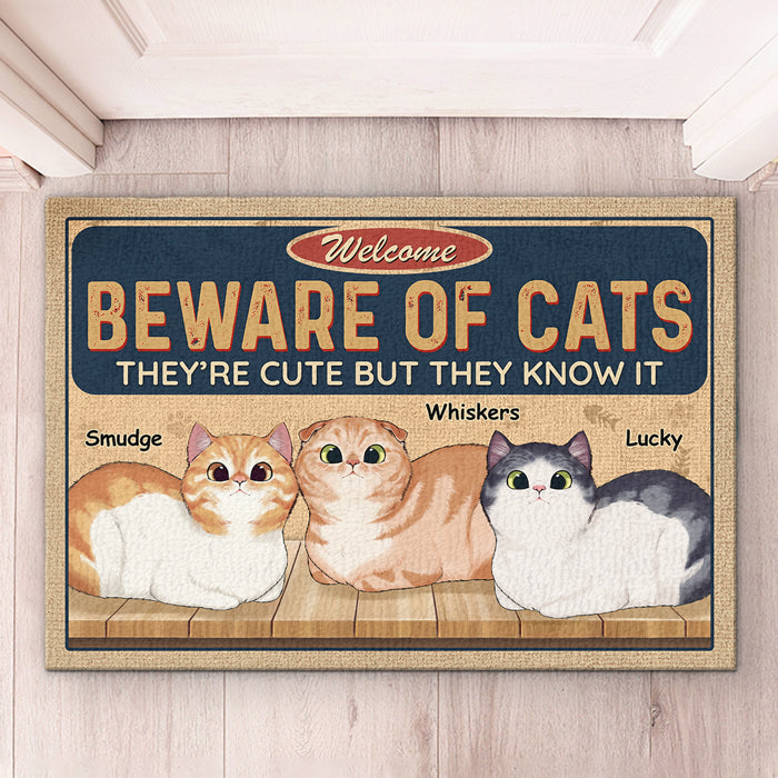 Beware, Guard Cats Are On Duty - Cat Personalized Custom Decorative Mat - Gift For Pet Owners, Pet Lovers