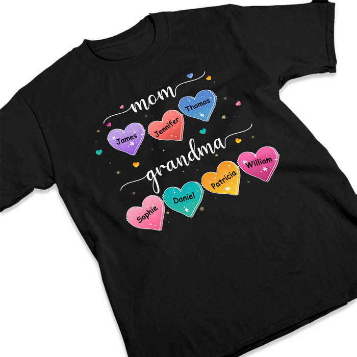 Grandma's Hearts - Family Personalized Custom Unisex T-shirt, Hoodie, Sweatshirt - Mother's Day, Birthday Gift For Grandma