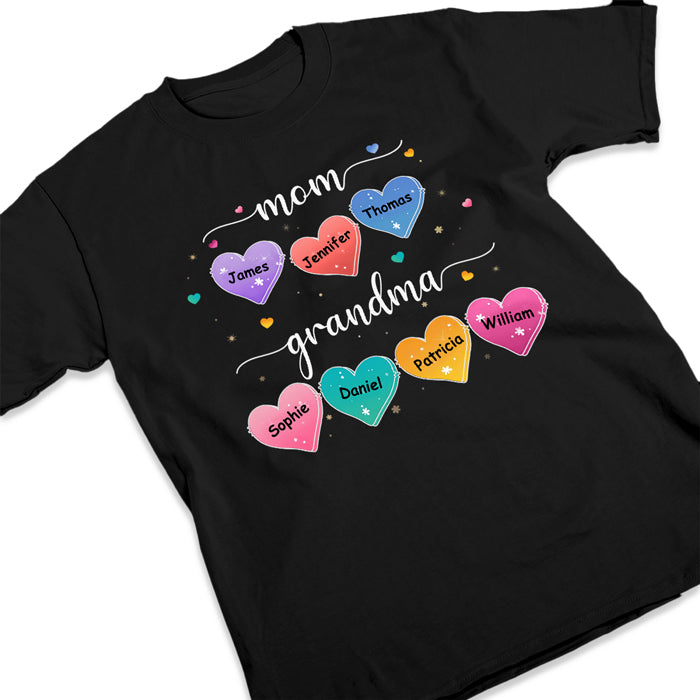 Grandma's Hearts - Family Personalized Custom Unisex T-shirt, Hoodie, Sweatshirt - Mother's Day, Birthday Gift For Grandma