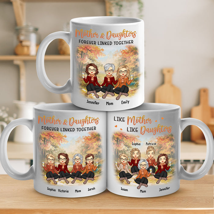 Mother & Daughter Forever Linked Together - Family Personalized Custom Mug - Mother's Day, Birthday Gift For Mom From Daughter