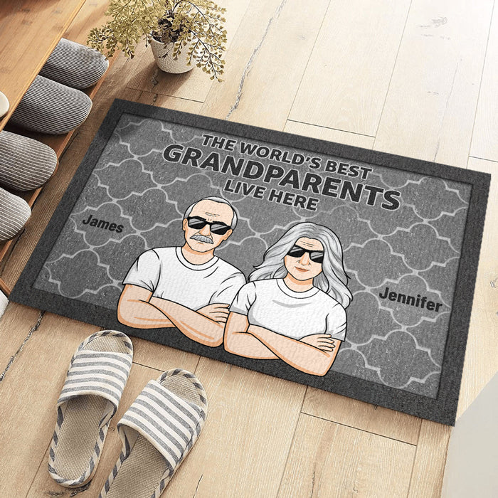 The Best Grandparents In The World - Family Personalized Custom Decorative Mat - Gift For Grandpa, Grandma, Grandparents
