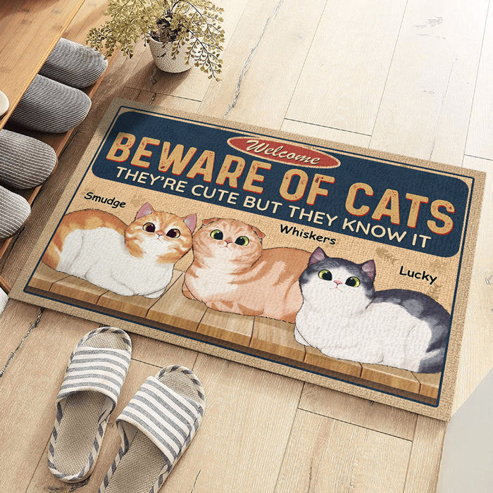 Beware, Guard Cats Are On Duty - Cat Personalized Custom Decorative Mat - Gift For Pet Owners, Pet Lovers