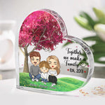 Together, We Make A Family - Family Personalized Custom Heart Shaped Acrylic Plaque - Gift For Dad, Mom, Kids