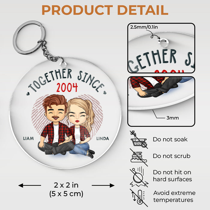 We've Been Together Since - Couple Personalized Custom Round Shaped Acrylic Keychain - Gift For Husband Wife, Anniversary