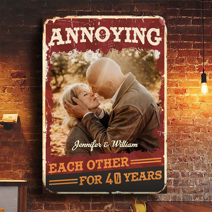 Annoying Each Other For Plenty Of Years And Still Going Strong - Couple Personalized Custom Vertical Canvas - Upload Image, Gift For Husband Wife, Anniversary