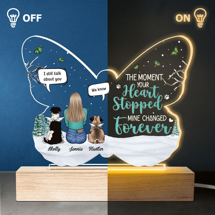 Once By My Side, Forever In My Heart - Memorial Personalized Custom Butterfly Shaped 3D LED Light - Sympathy Gift, Gift For Pet Owners, Pet Lovers
