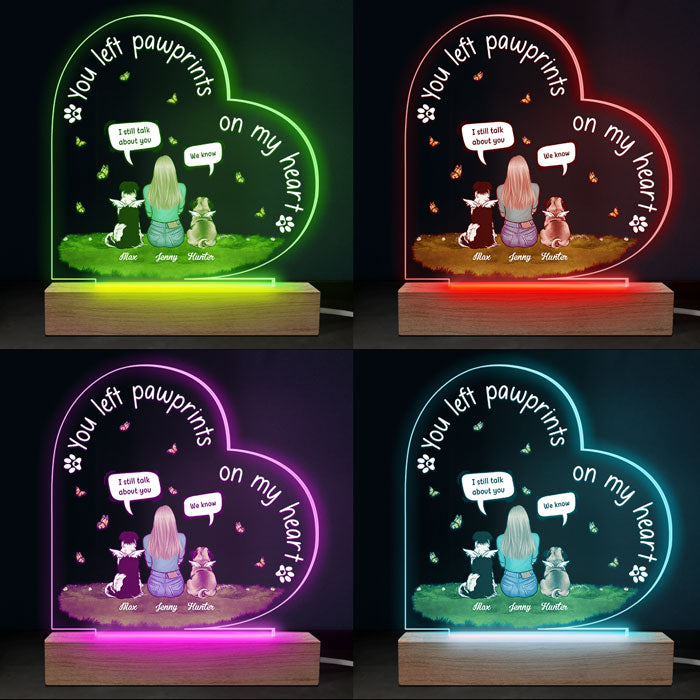 I Still Talk About You - Memorial Personalized Custom Heart Shaped 3D LED Light - Sympathy Gift, Gift For Pet Owners, Pet Lovers