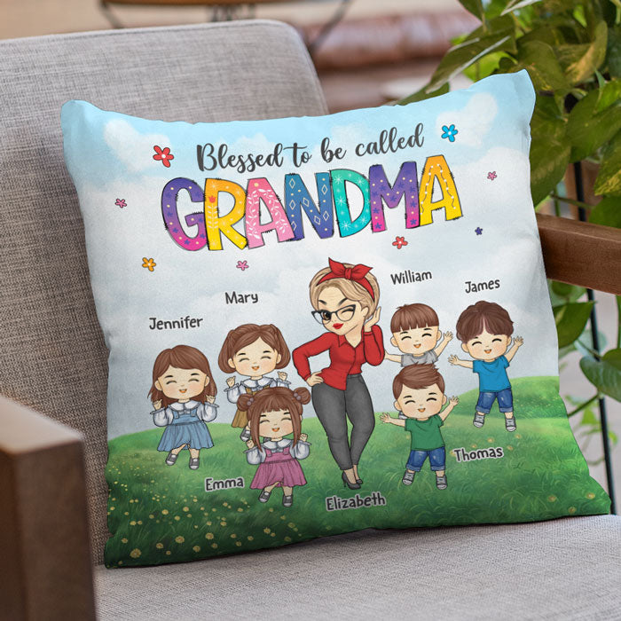 Blessed To Be Called Grandma - Family Personalized Custom Pillow - Mother's Day, Birthday Gift For Grandma
