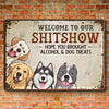 Welcome To Our Shitshow - Dog & Cat Personalized Custom Home Decor Metal Sign - House Warming Gift For Pet Owners, Pet Lovers