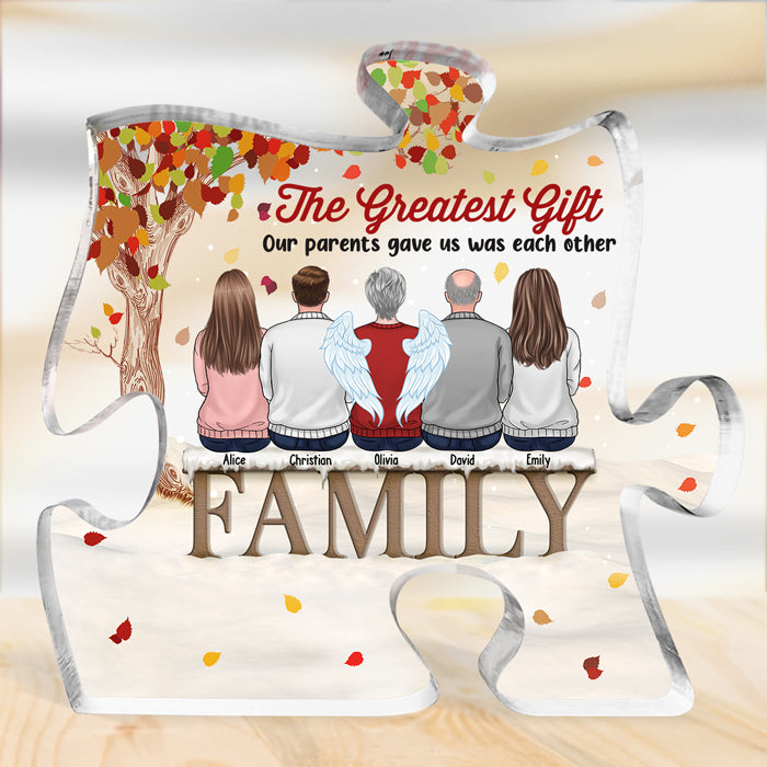 No Greater Gift Than Family Love - Family Personalized Custom Puzzle Shaped Acrylic Plaque - Gift For Family Members