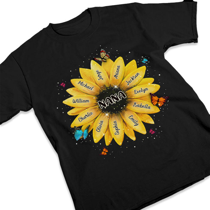 Nana, Shine Bright Like A Flower - Family Personalized Custom Unisex T-shirt, Hoodie, Sweatshirt - Mother's Day, Birthday Gift For Grandma