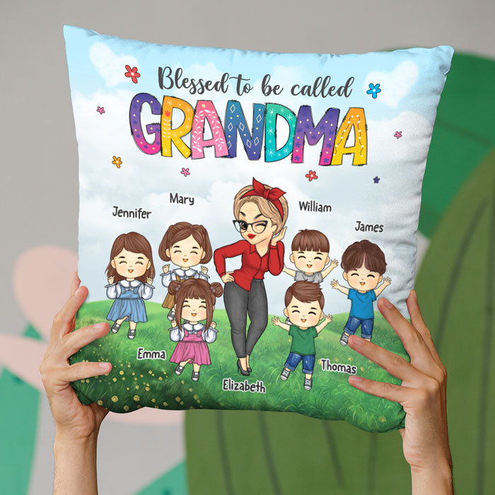 Blessed To Be Called Grandma - Family Personalized Custom Pillow - Mother's Day, Birthday Gift For Grandma