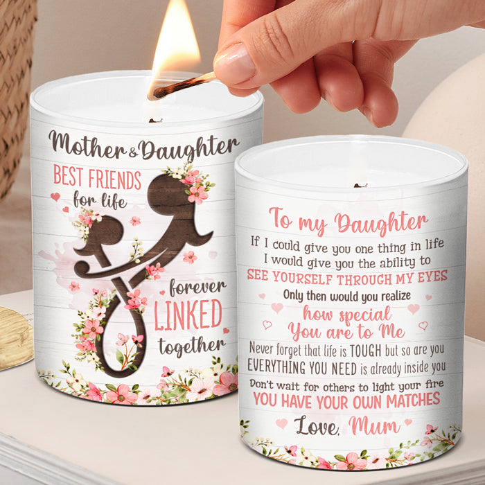 Mother & Daughter, Best Friends For Life - Family Personalized Custom Smokeless Scented Candle - Gift For Daughter From Mother