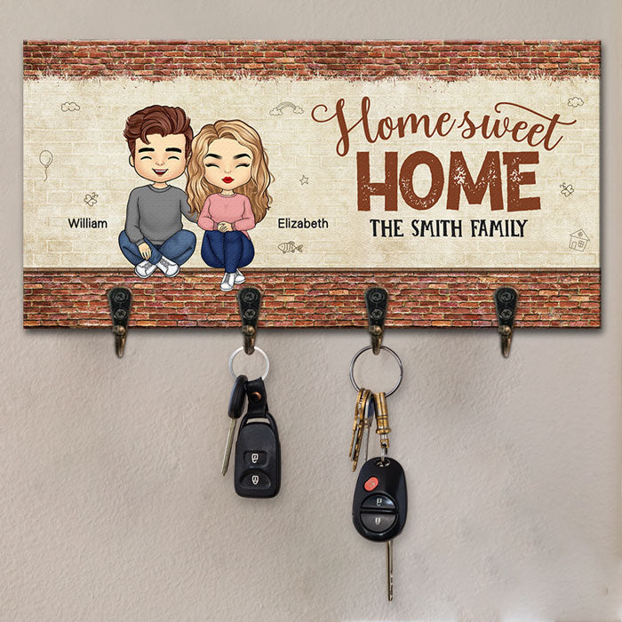 Our Home Sweet Home - Family Personalized Custom Key Hanger, Key Holder - Gift For Family Members