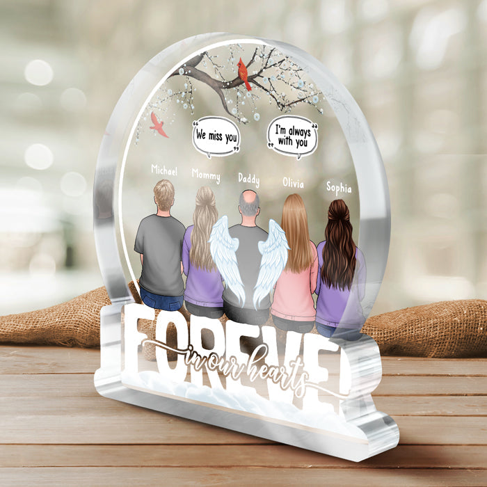We Miss You - Memorial Personalized Custom Snow Globe Shaped Acrylic Plaque - Sympathy Gift, Gift For Family Members