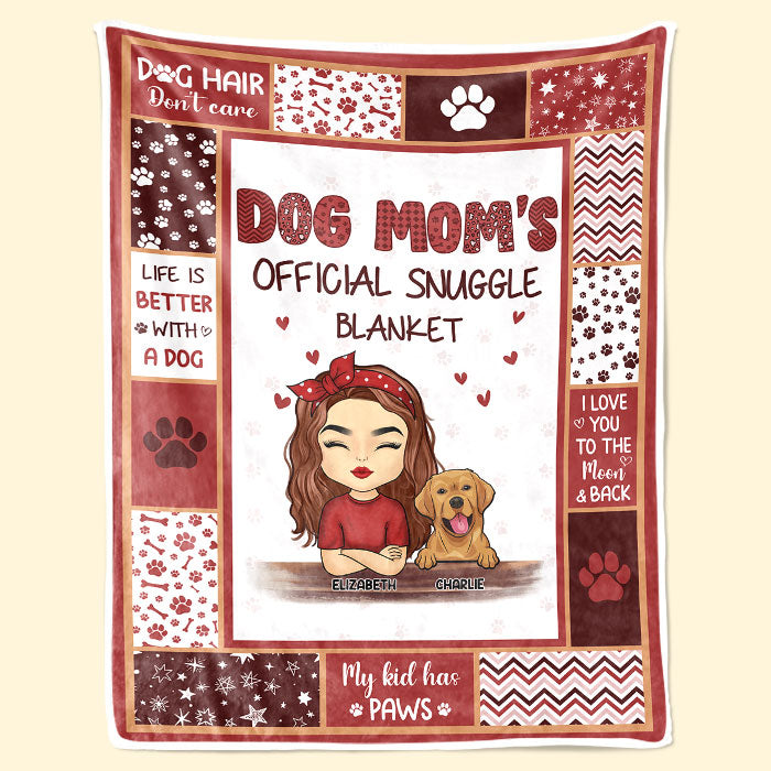 Fur Baby's Mom Official Snuggle Blanket - Dog & Cat Personalized Custom Blanket - Gift For Pet Owners, Pet Lovers