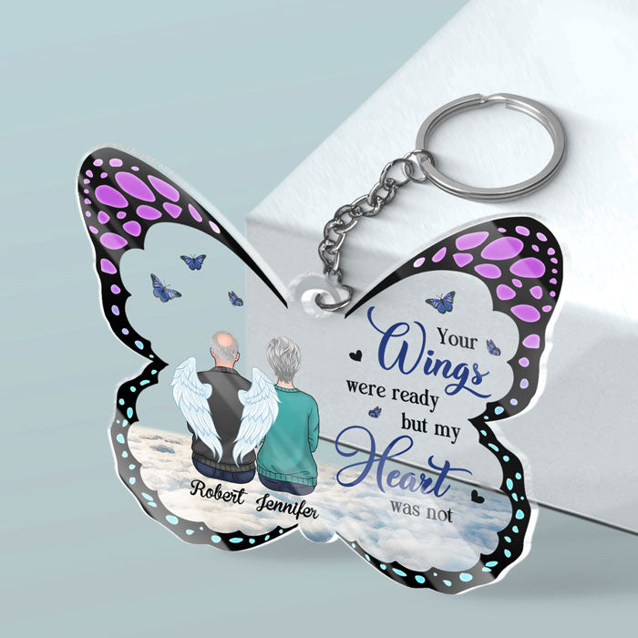 You’re Always On My Mind - Memorial Personalized Custom Butterfly Shaped Acrylic Keychain - Sympathy Gift, Gift For Family Members