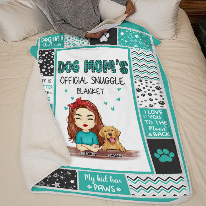 Fur Baby's Mom Official Snuggle Blanket - Dog & Cat Personalized Custom Blanket - Gift For Pet Owners, Pet Lovers
