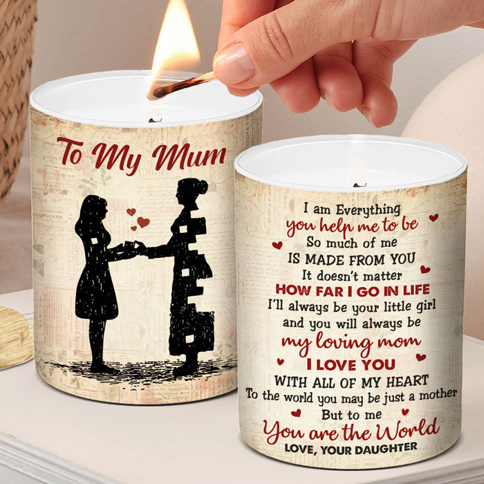 I Am Everything You Help Me To Be - Family Personalized Custom Smokeless Scented Candle - Gift For Mom From Daughter