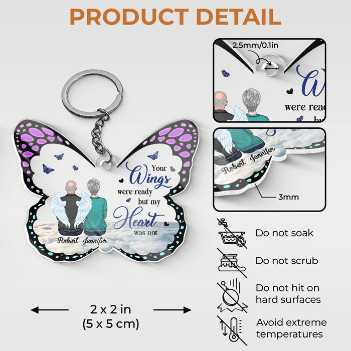 You’re Always On My Mind - Memorial Personalized Custom Butterfly Shaped Acrylic Keychain - Sympathy Gift, Gift For Family Members