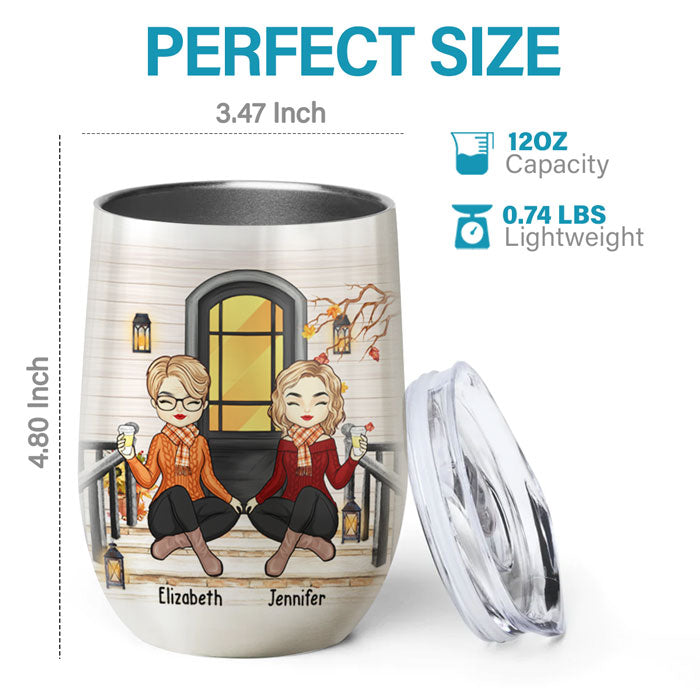 Best Friends From The Heart - Family Personalized Custom Wine Tumbler - Mother's Day, Birthday Gift For Mother From Daughter