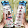Just A Woman Who Loves Her Dogs - Dog Personalized Custom Water Tracker Bottle - Gift For Pet Owners, Pet Lovers