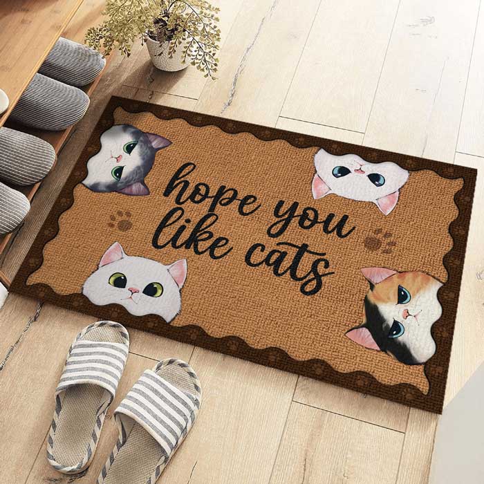 Welcome Hope You Like Cats - Cat Personalized Custom Decorative Mat - Gift For Pet Owners, Pet Lovers