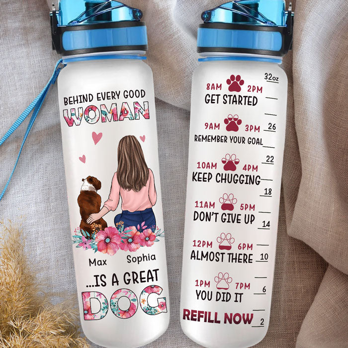 Just A Woman Who Loves Her Dogs - Dog Personalized Custom Water Tracker Bottle - Gift For Pet Owners, Pet Lovers