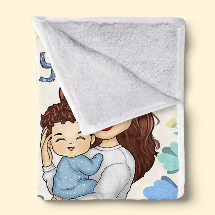 I Say I Love You With My Smile - Family Personalized Custom Baby Blanket - Mother's Day, Baby Shower Gift, Gift For First Mom