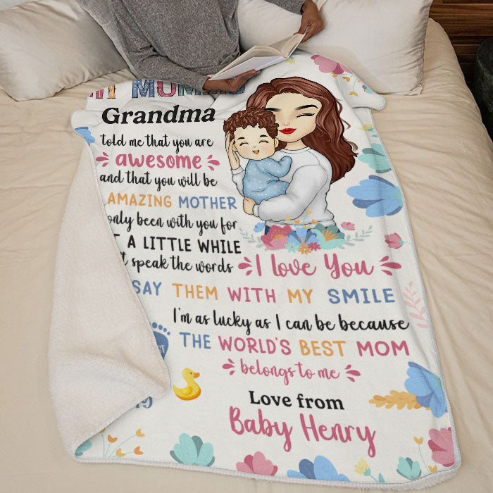 I Say I Love You With My Smile - Family Personalized Custom Baby Blanket - Mother's Day, Baby Shower Gift, Gift For First Mom