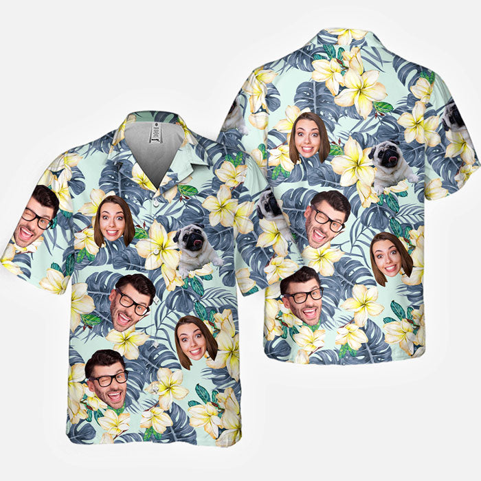 Custom Photo Tropical Summer Vibe - Family Personalized Custom Face Unisex Hawaiian Shirt - Gift For Family, Pet Owners, Pet Lovers