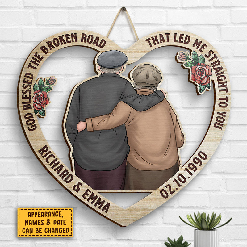Couple Hugging From Our First Kiss Till Our Last Breath - Gift For Couples, Husband Wife, Personalized Shaped Wood Sign
