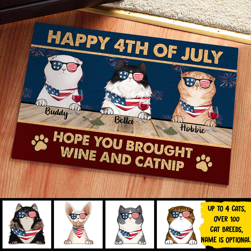 Happy Independence Day Hope You Brought Wine And Catnip - 4th Of July Funny Personalized Pet Decorative Mat (Cat & Dog)