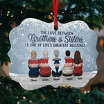 Grateful To Be Blessed With Such A Wonderful Family - Family Personalized Custom Benelux Shaped Wood, Acrylic Christmas Ornament - Christmas Gift For Brothers, Sisters
