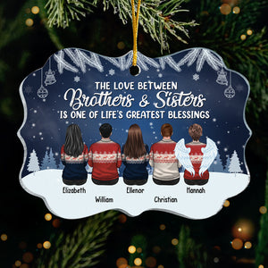 The Love Between Brother & Sister Is One Of Life's Greatest Blessings - Personalized Custom Benelux Shaped Acrylic, Wood, Aluminum Christmas Ornament - Gift For Siblings, Christmas Gift