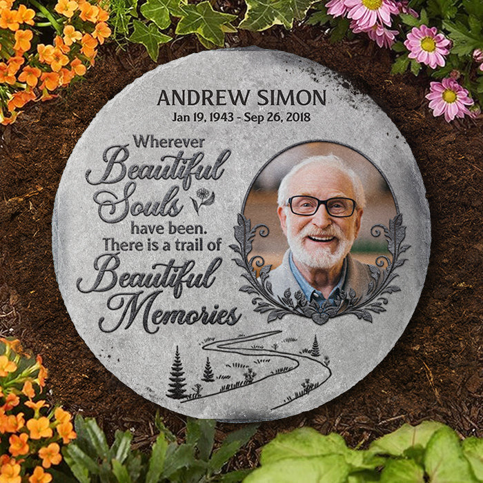 Beautiful Souls Beautiful Memories - Personalized Memorial Stone, Human Grave Marker - Upload Image, Memorial Gift, Sympathy Gift