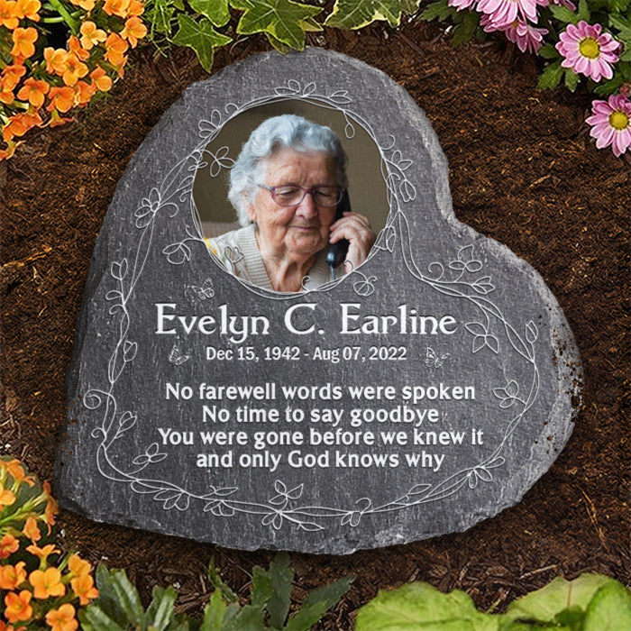 No Farewell Words Were Spoken No Time To Say Goodbye - Personalized Memorial Stone, Human Grave Marker - Upload Image, Memorial Gift, Sympathy Gift