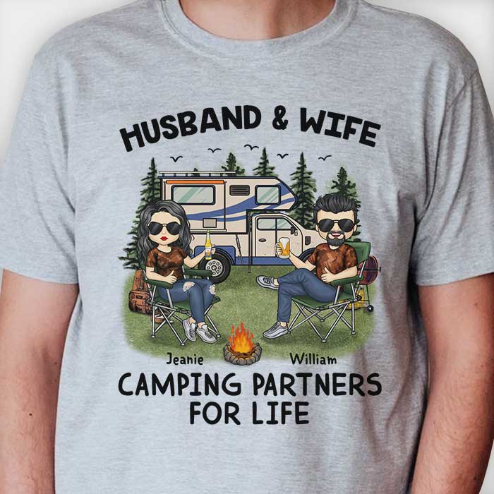 Camping Partners For Life - Gift For Camping Couples, Husband Wife, Personalized Unisex T-shirt, Hoodie, Sweatshirt