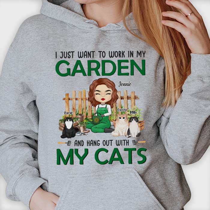 Hang Out With My Cats - Personalized Unisex T-shirt, Hoodie - Gift For Gardening Lovers