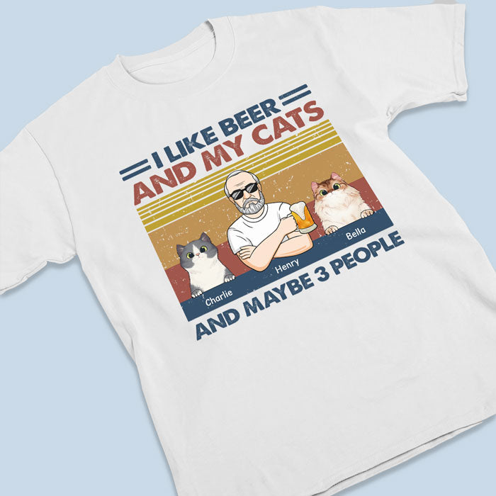 I Like Beer And My Cats - Cat Personalized Custom Unisex T-shirt, Hoodie, Sweatshirt - Gift For Pet Owners, Pet Lovers